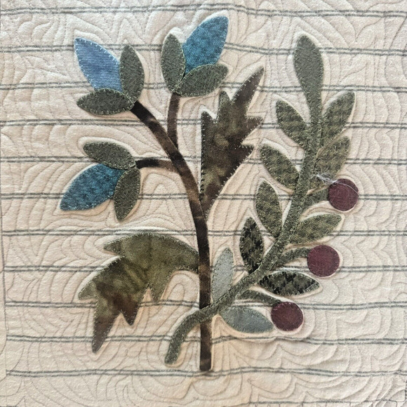 MUSEUM QUALITY Vintage Tulip Medallion Applique Antique Quilt Tapestry 57x45 - Picture 3 of 16